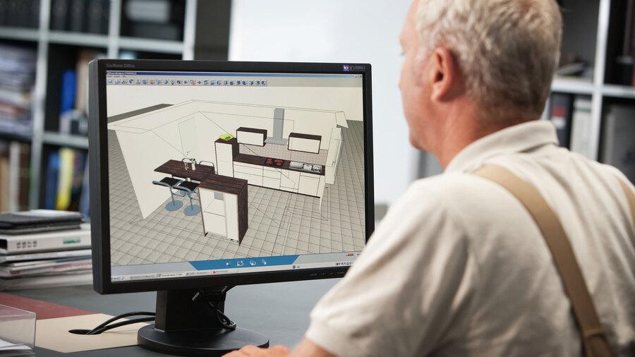 Planungsdarstellung am Computer durch #Branche1# Planungsdarstellung einer Küche in 3D am Computer durch #Branche1#